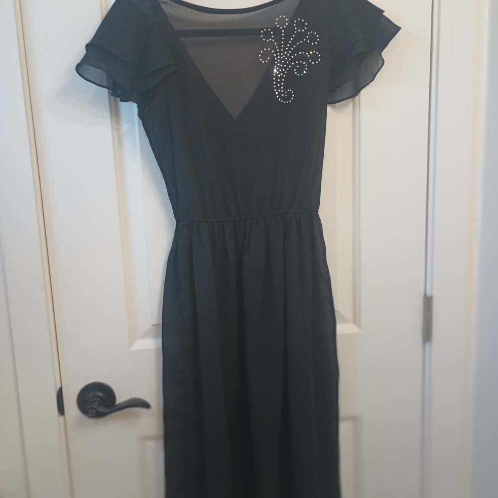 Elegant Black Dress with Rhinestone Detail